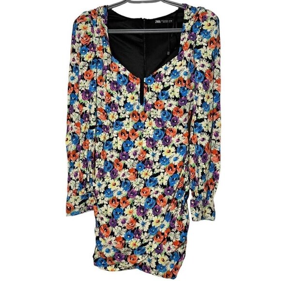 Blogger’s Favourite Zara Multicolored Floral Printed Mini Dress size XS - Picture 7 of 15